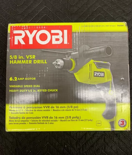 RYOBI 6.2 Amp 5/8" VSR Corded Hammer Drill D620H