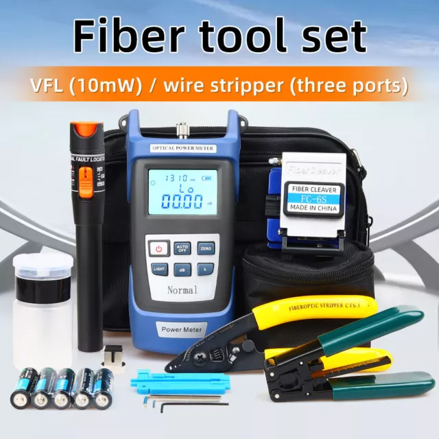 Fiber Optic FTTH Tool Kit FC-6S Cutter Cleaver Optical Power Meter Visual R3C3