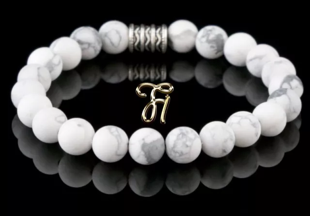 Howlite Bracelet de Perles Buddha Blanc Mat 8mm