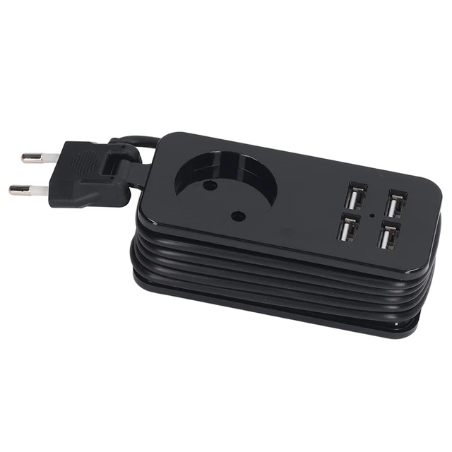 (Noir)Bloc Multiprise Polyvalent Avec 4 Ports USB Léger Et Stable Protections