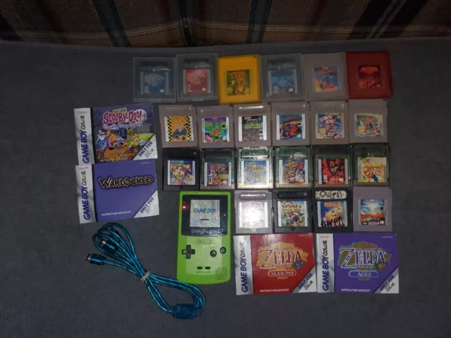 Nintendo GameBoy Color Green Lot / 22 Games and accessories TESTED Nintendo GameBoy Color Green Lot / 22 Games and accessories TESTED