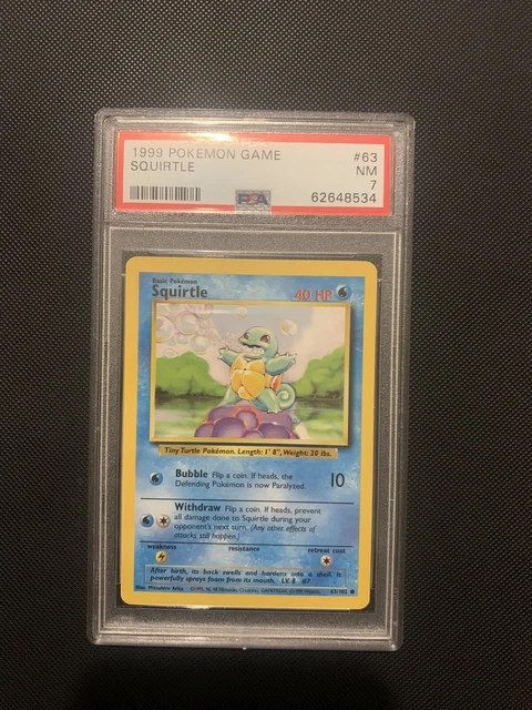 Squirtle Shadowless PSA 7 Near Mint Base Set 63/102 Pokémon Card WOTC 1999