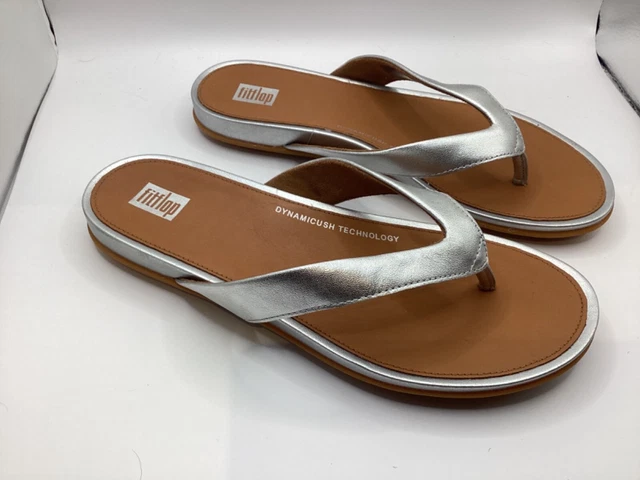 Fitflop Womens Gracie Leather Thong Flip  Flop Size 5Uk Brand New Silver