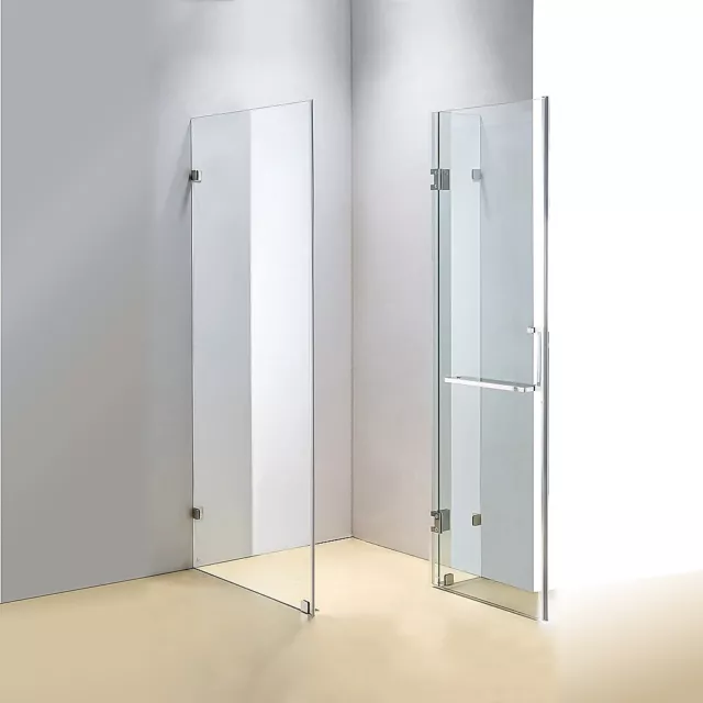 1000 x 700mm Frameless 10mm Safety Glass Shower Screen Square Chrome Hardware