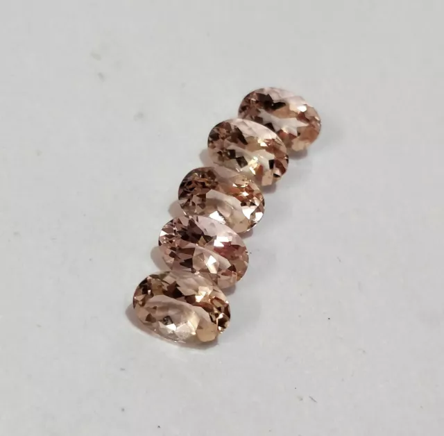 7x5 MM Coupe Ovale Pêche Morganite Assorti Pierres Précieuses 5 Pièces De Clean 3