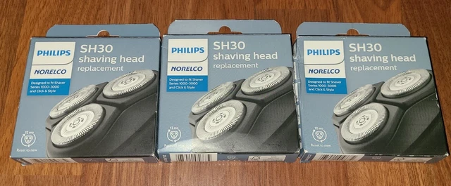 THREE NEW Philips Norelco SH30 Replacement Heads for Shaver Series  1000-3000 ++