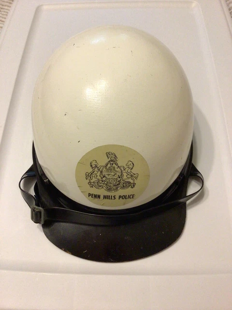Vintage 1970s Obsolete Police MSA Fiberglass Motorcycle Helmet with Strap