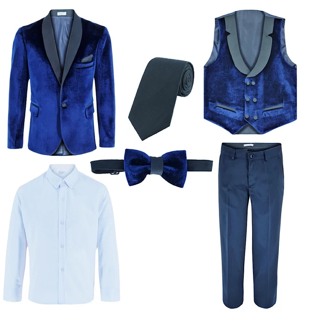 Brand New Boys Formal 5 Piece Suit Boy Prom Wedding Suit Royal Blue Age 1 To 15