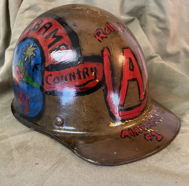 MSA Skullgard Hard Hat Custom Painted Folk Art Steel Mill Alabama Crimson Tide