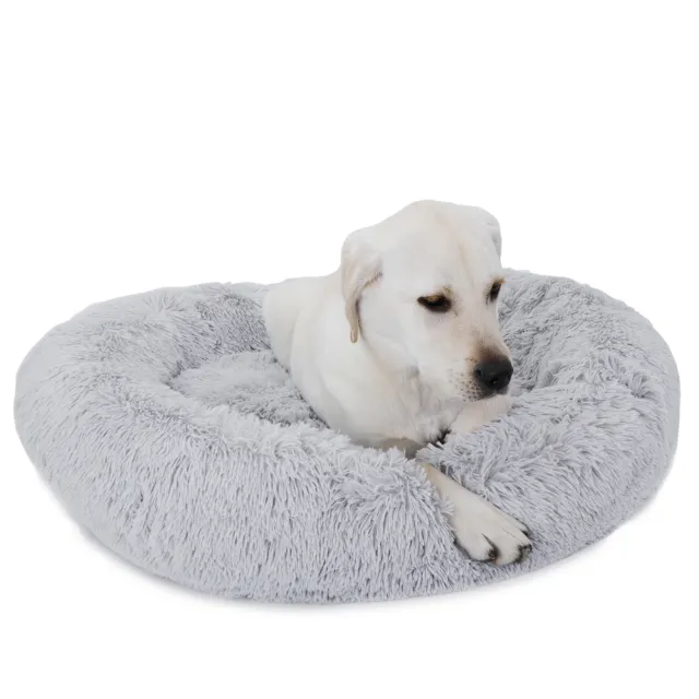30 Inch Shaggy Fluffy Pet Dog Diameter Bed Donut Cuddler Ease Anxiety Sleep Well