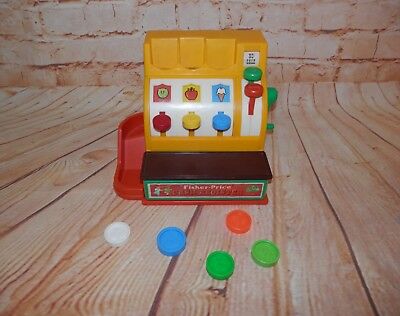 Vintage 1974 Fisher Price #926 Cash Register 5 Coins In Working Condition 2582
