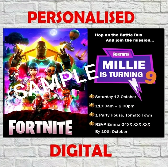 FORTNITE DIGITAL PRINTABLE Birthday Party Invitation £4.32 PicClick UK