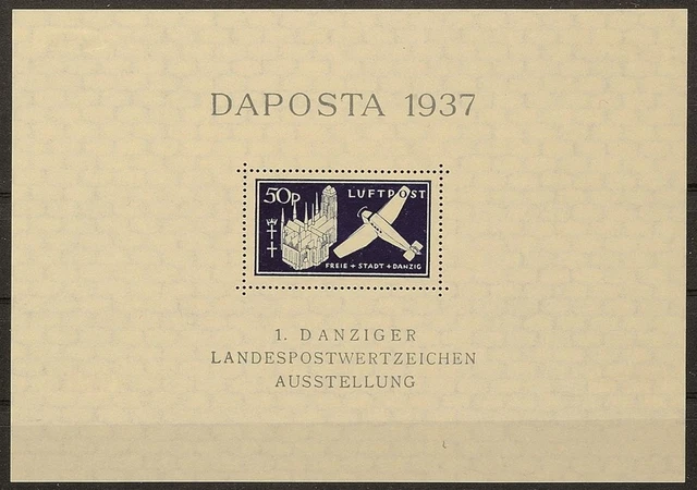 13540) Danzig Bl.2bIII ungebraucht PF III tadellos gepr. Gruber BPP Mi. 100,-
