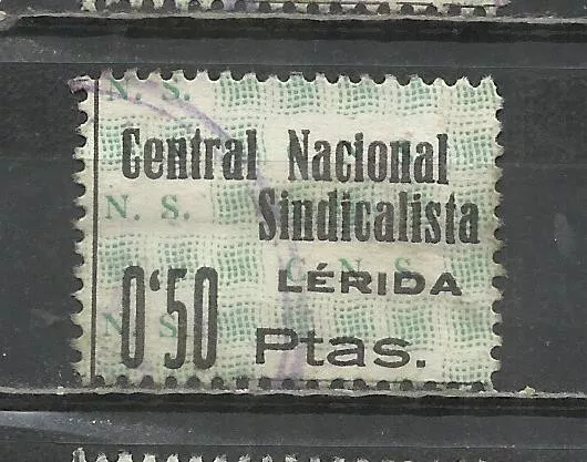 Q511D-Sello Local España Guerra Civil Falange Española Lerida Cns 1939 Central