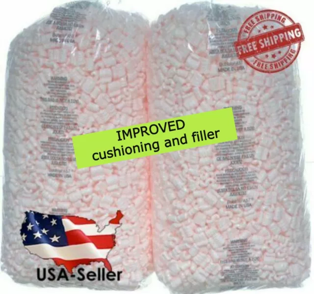 IMPROVED Packing Peanuts 2 x 3.5 Cu Ft  (52 Gallons) Pink Anti Static Popcorn 👍