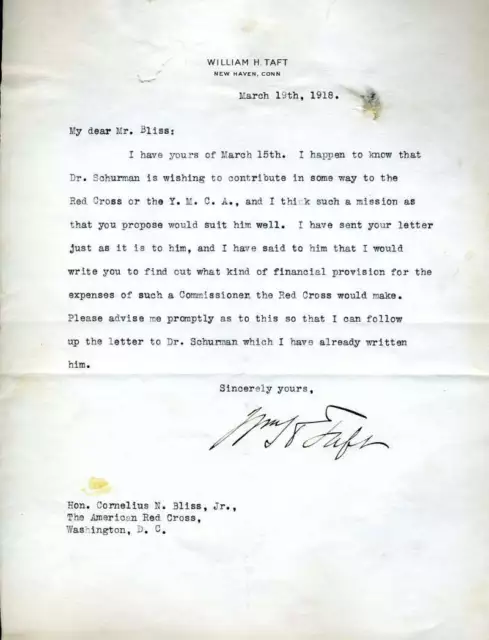 William Taft JSA Coa Hand Signed 1918 Letter Autograph