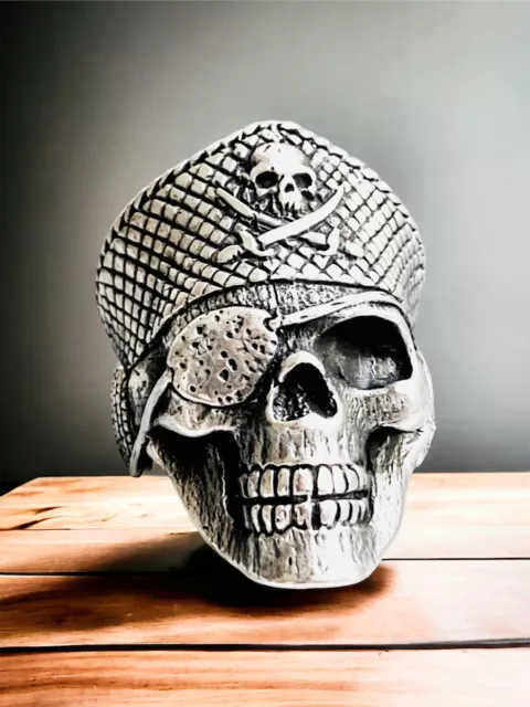 Solid 925 Sterling Silver Skull Captain Pirate Men's Ring