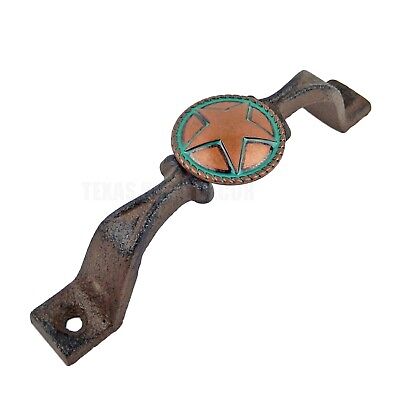 Rustic Turquoise Solid Copper Star Concho Door Handle Cast Iron Drawer Pull 6 in