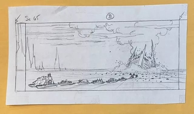 "Atlantis" Pencil Layout Drawing Convoy Leaves Sinking Submarine Disney