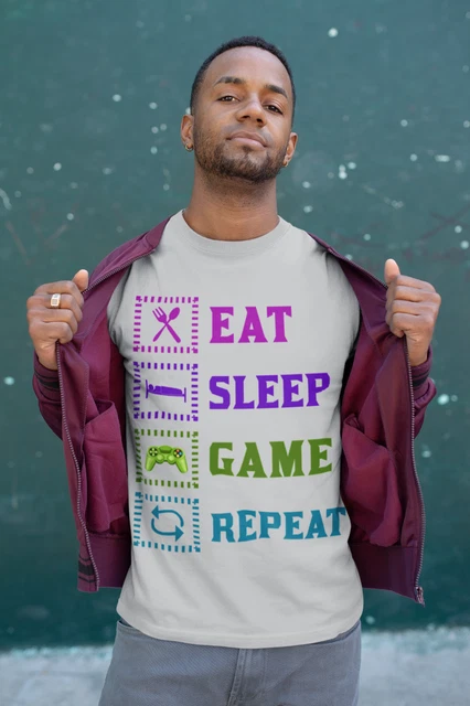 Eat Sleep Game Repeat Men's T-Shirt | Screen Printed - Gamer Gaming Funny Top