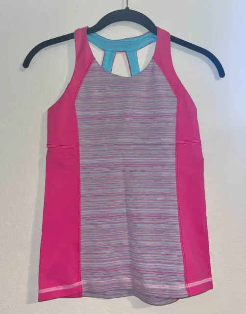Ivivva by Lululemon Girls Tank Pink Athletic Activewear Built In Bra Size 10