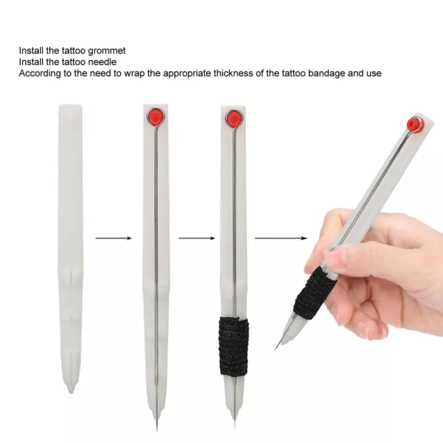 (White)Traditional Tattoo Hand Pen 3D Plastic Needle Holder Tools AGS