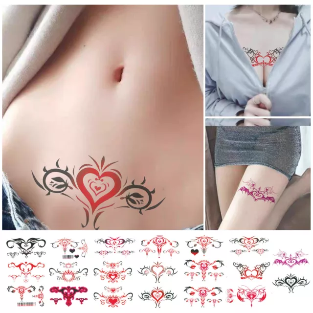 Temporary Tattoo Love Shaped Women Men Fake Body Stickers Waterproof Flower