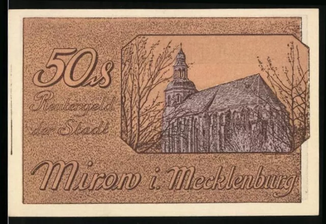Notgeld Mirow i. Mecklenburg 1922, 50 Pfennig, Kirche