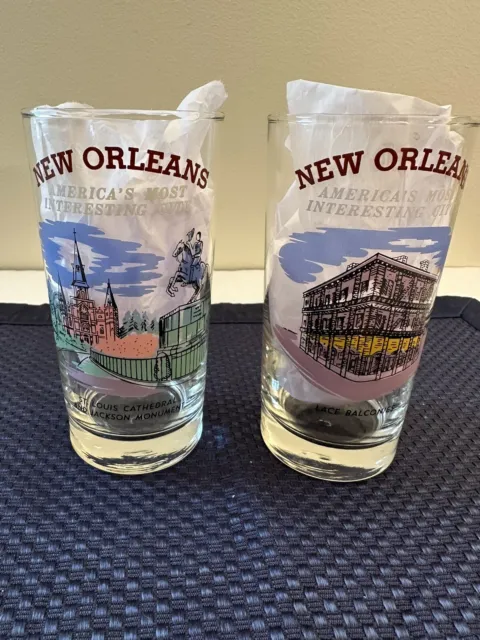2 New Orleans Louisiana Glass Lace Balconies St Louis Cathedral Jackson Monument