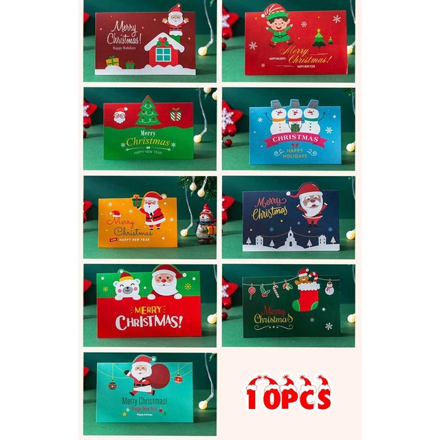 10x Christmas Cards With Envelopes Xmas Greeting Card Bulk Money & Gift Holders