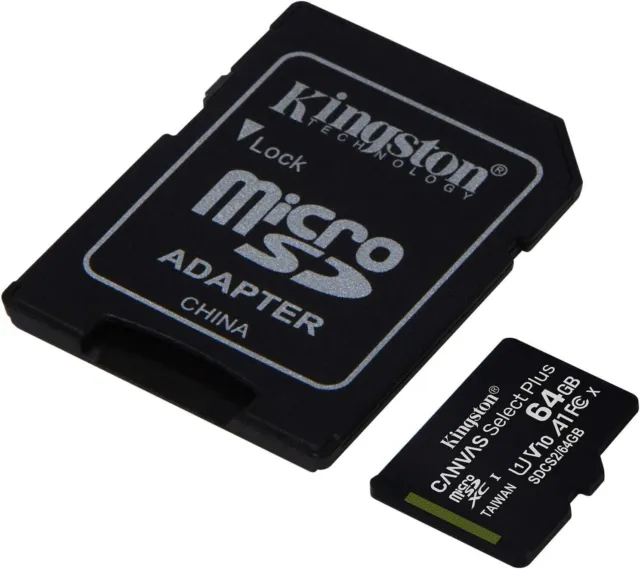 Kingston Canvas 64 GB Select Plus SDCS2/64GB Scheda Microsd Classe 10 Adattatore