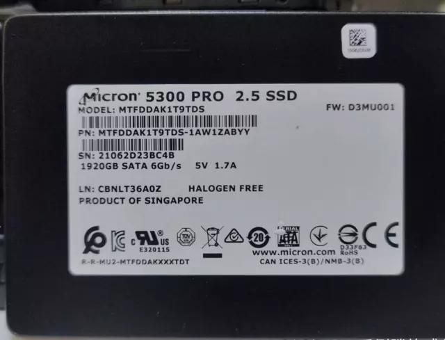 Micron 1.92TB 5300 PRO SSD SATA 2.5" Server Data Center MTFDDAK1T9TDS D3MU001