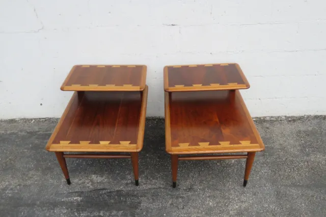 Lane Mid Century Modern Acclaim Dovetailed Side End Lamp Tables a Pair 4937