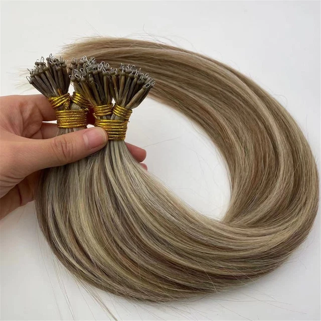 Nano Ring Tip Remy Human Hair Extensions Halo Hair Extensions Double Drawn 1G