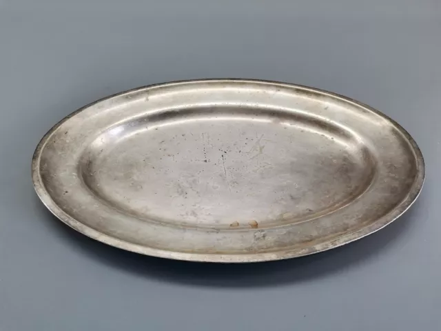 Silber 46 Alpacca alt antik oval Servierplatte Vorlegeplatte Metall 36 cm 1920er