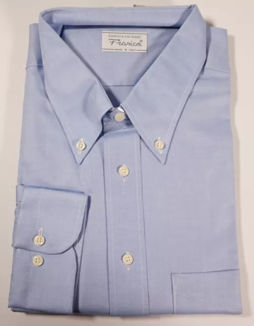 Original Frarica camicia coi bassi Italy Herren Hemd blau Größe 45/18 langarm