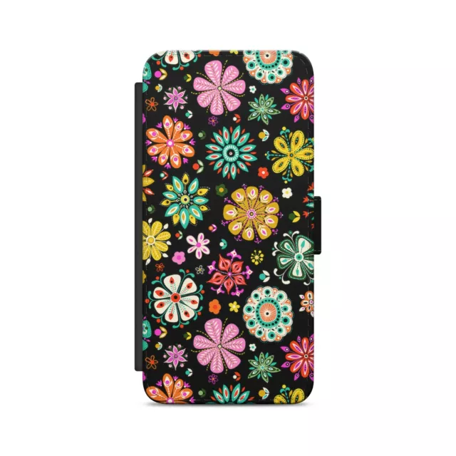 Abstract Flowers Colourful Art Floral Summer Pattern Flip Wallet Phone Case