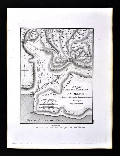 1822 Tardieu Map - Essai Environ of Delphi Plan Mount Parnassus - Ancient Greece