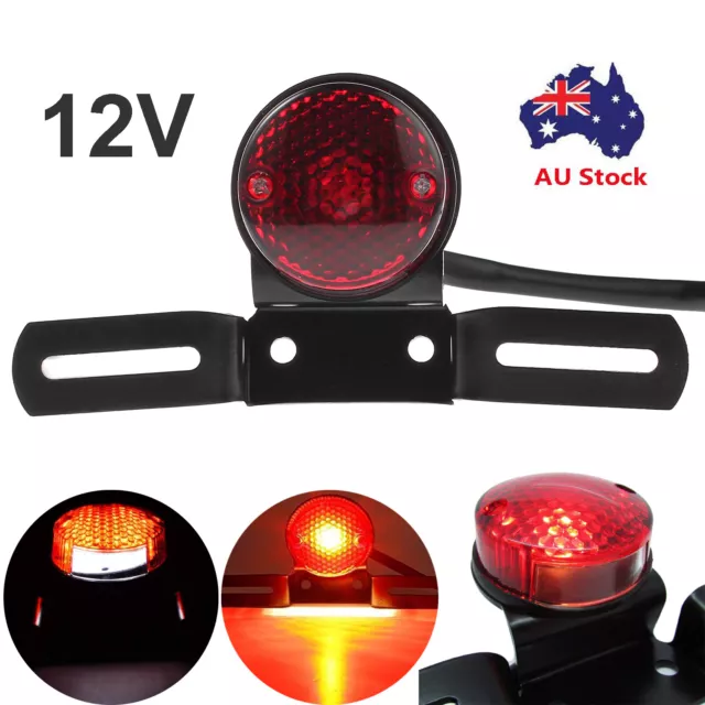 12V Motorcycle Tail Brake Light Number License Plate Retro Rear Lamp Universal