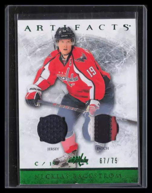 2012-13 Artifacts Patch Emerald 67 Nicklas Backstrom Dual Jersey Patch 67/75