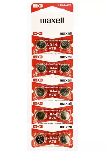 LR44 Maxell España 10 Pilas LR44 AG13 GP76A L1154 A76 V13GA