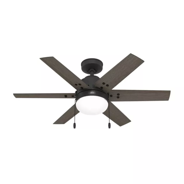 Hunter Fan 44 in Casual Matte Black Indoor Ceiling Fan with Light and Pull Chain