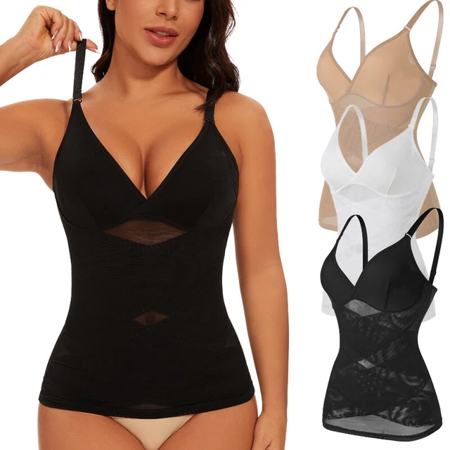 Women's Body Shaper Compression Vest Tank Top – Tummy Slimmer & Shapewear (Beige/Black/White)