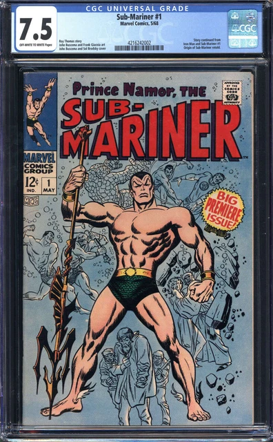 Sub-Mariner #1 Cgc 7.5 Ow/Wh Pages // Origin Retold Marvel Comics 1968