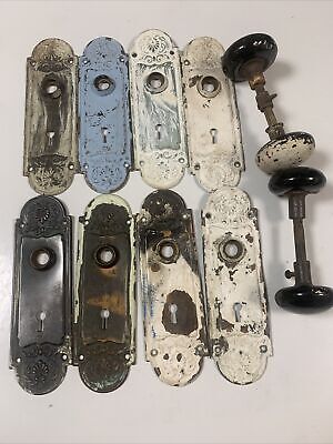 Antique Vintage Brass Door Knob Backplates, Ornate, 2 Door Knob Sets Lot Of 10