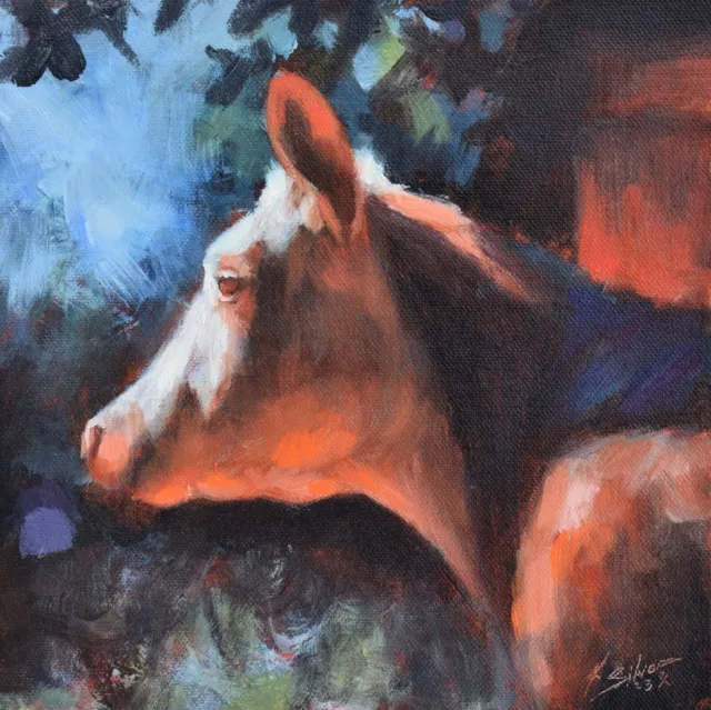 Beautiful John Silver Original Oil Painting Of A Cow Cattle British Art