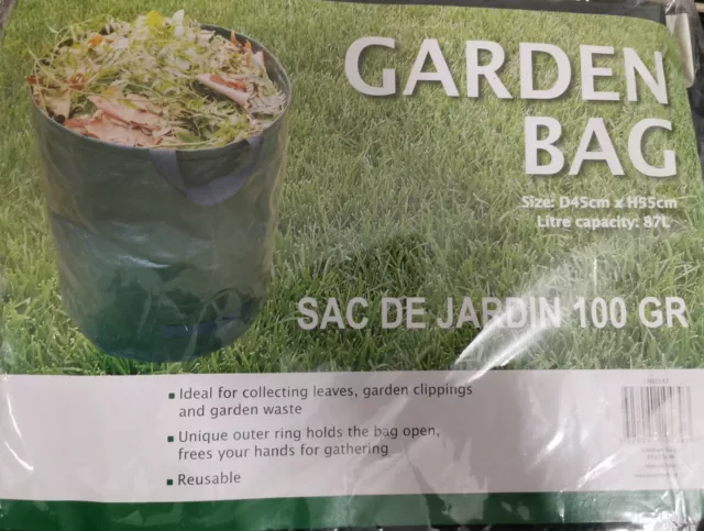 Sac de Jardin poignées Poubelle Feuille déchets verts garden waster bag 85 L