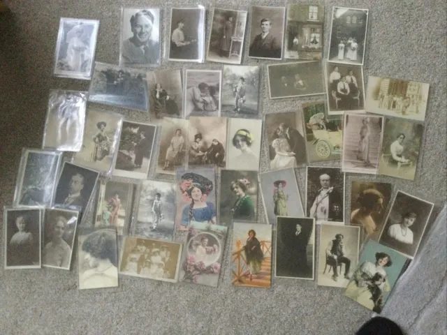 Job Lot Early Postcards Of People.  Mainly British.  Qty 43
