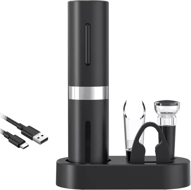 Electric Wine Opener Rechargeable,Wine Bottle Opener Set with Charging Base,Foil