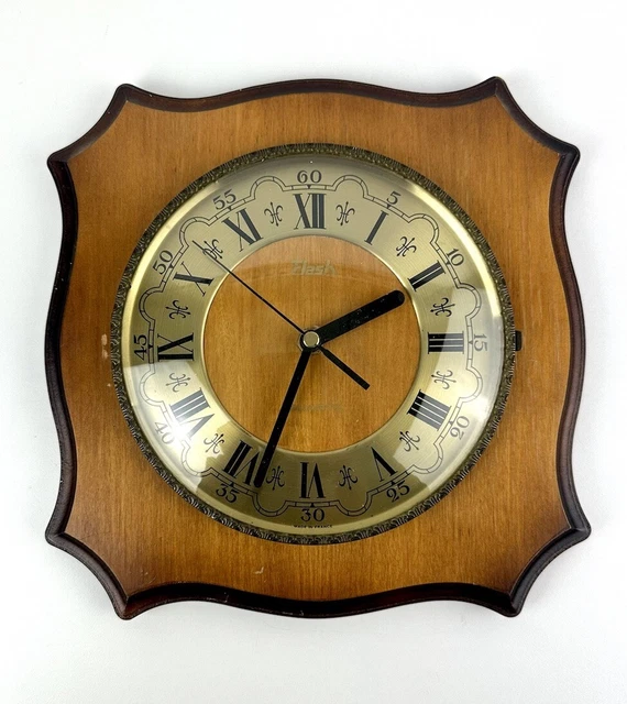 Pendule murale carrée entourage bois